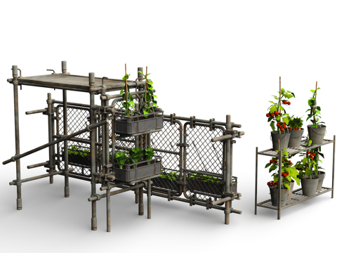 potted plant green plant potted waste soil style vegetables and fruits future doomsday style species