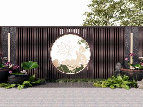 New Zen Grille Landscape Wall Courtyard View Wall Lotus Water Tank Lotus Hollow View Wall Opposition View Wall