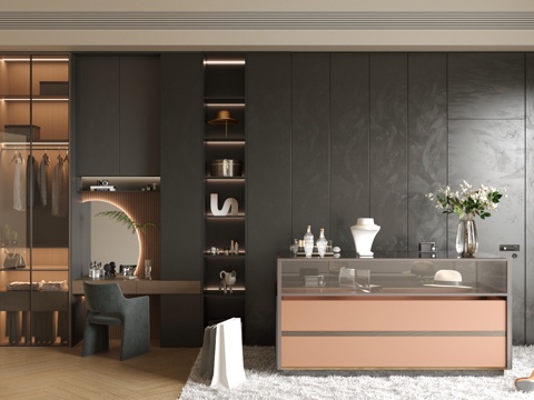 Modern Italian Wardrobe Affordable Luxury Style Italian Wardrobe Glass Wardrobe Island Table Cloakroom Bedroom Wardrobe