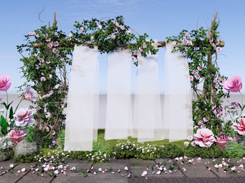 Modern Art Display Lawn Wedding Flower Meichen Wedding Flower Background Meichen Rose Theme Wedding