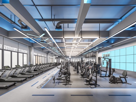 Gym Fitness Area Private Teaching Area Yoga Area Fitness Equipment Spinning Gym Art Lamp