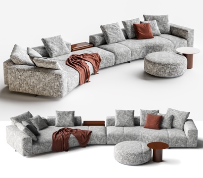 Minotti Yves Middle Ancient Sofa Multiplayer Sofa Curved Sofa