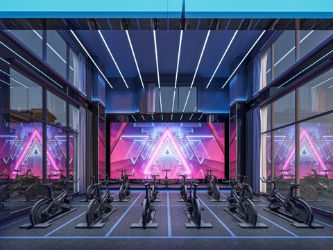 Modern gym spinning room electronic splicing large screen spinning fitness equipment