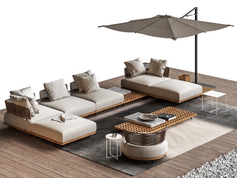 MINOTTI outdoor sofa coffee table combination outdoor single sofa umbrellas