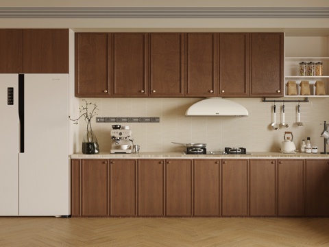 Vintage Middle Ancient Open Kitchen Vintage Cream Style Kitchen Kitchen Supplies Combination Mid-century Style Kitchen