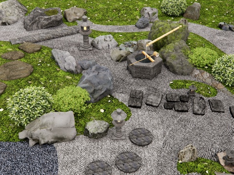 Japanese-style micro-terrain dry landscape stone Tingbu landscape stone waterscape moss landscape
