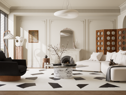 French living room, light French living room, retro style, sofa su model