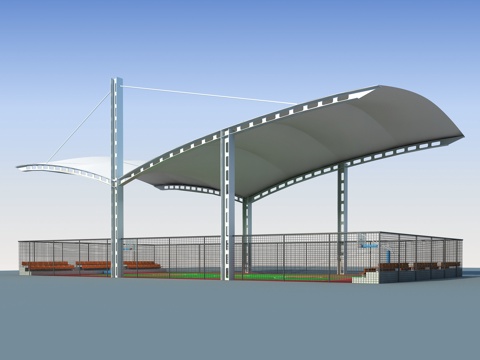 Steel structure tensioned film basketball court
