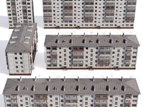 Appearance of modern slab multi-storey residential building
