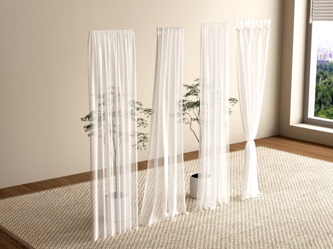Modern Curtain Gauze Curtain Pleated Curtain
