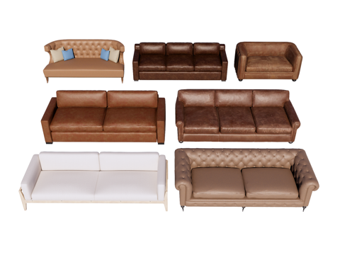 Modern American Style Retro Multiplayer Sofa Double Sofa Sofa Leather Sofa