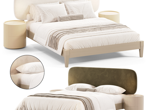 Modern cream fabric double bed