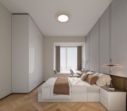 Modern Bedroom Second Bedroom Bed Wardrobe