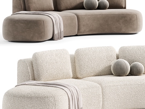 Modern Italian Cream Style Curved Fabric Casual Sofa