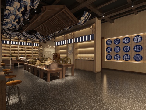 Nanping Yi Exhibition Hall Chinese Tea Table and Chair Combination Front Desk