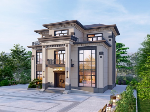 European-style single-family villa self-built