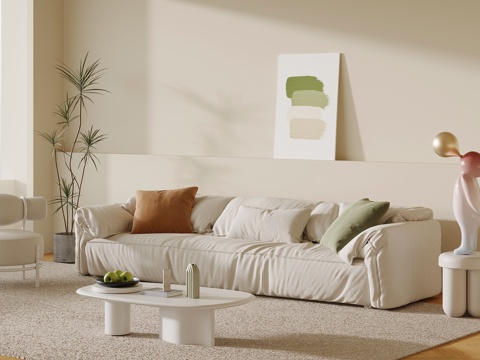 Modern Cream Style Sofa Coffee Table Combination Multi-person Sofa Single Sofa Coffee Table