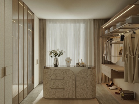 Affordable Luxury Style Italian Cloakroom Island Cloakroom Walk-in Cloakroom U-shaped Cloakroom Jewelry Cabinet