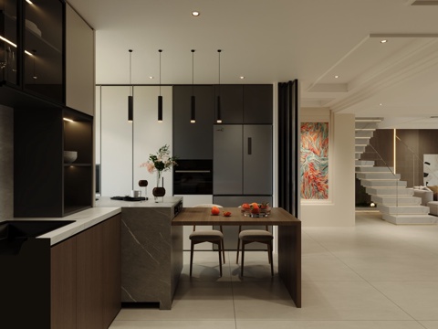 Modern style open kitchen semi open kitchen