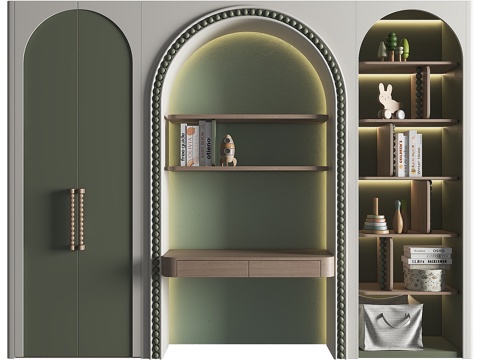 Modern Italian Cream Style Children's Wardrobe Children's Bookcase