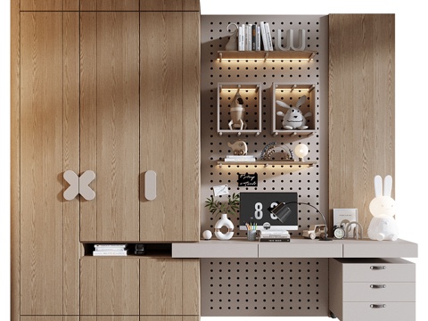Modern Cream Style Children's Wardrobe Children's Bookcase