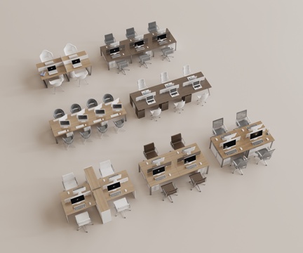 Modern office desk and chair combination multi-person desk solid wood desk leisure office chair leather office