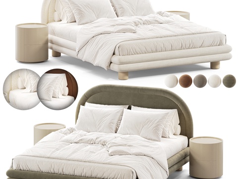Modern cream fabric double bed