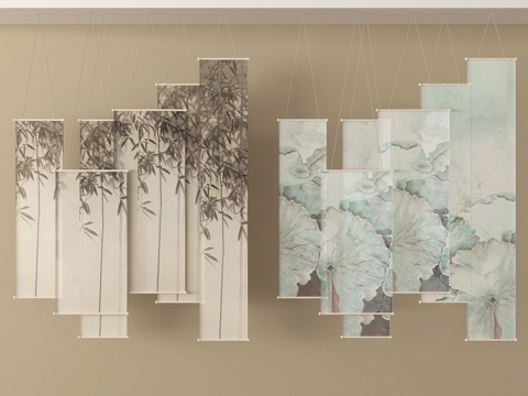 New Chinese Curtain Roller Curtain Zen Gauze Curtain Bamboo Gauze Curtain Ink Painting Gauze Curtain