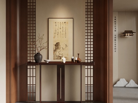 Neo-Chinese Style porch end view platform