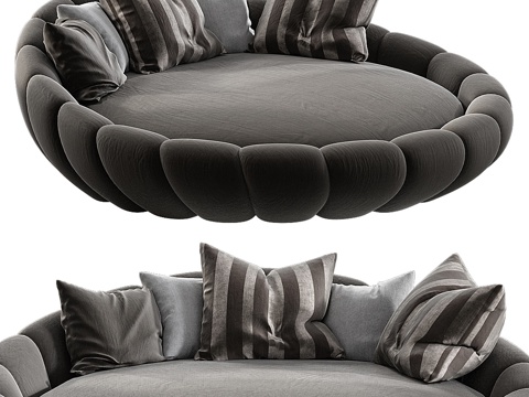 Modern Italian Berta Fabric Round Bed