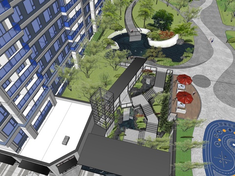Modern residential area height difference landscape
