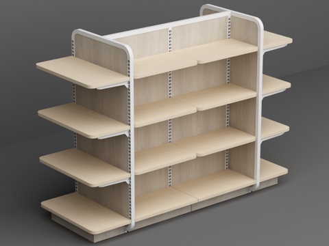 Supermarket convenience store steel wood white goods display shelves
