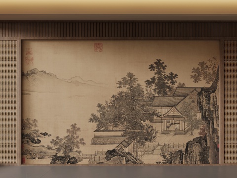 New Chinese Wall Song style background wall