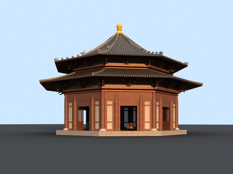 New Chinese-style Great Hall, Pagoda, Ancient Temple, Ancient Tower Building