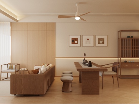 New Chinese Zen Home Living Room Chinese Living Room Song Style Aesthetics Living Room Log Style Living Room Living Room