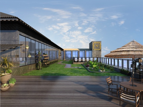 Modern terrace landscape sketch