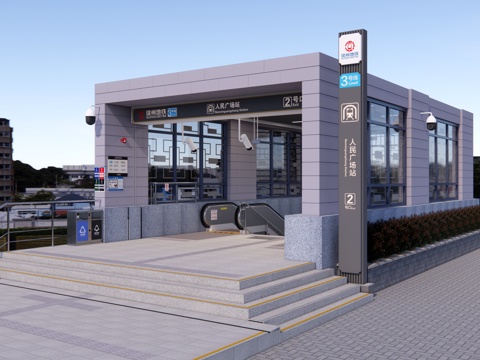 Modern subway entrance and exit subway station entrance Xuzhou subway surveillance camera subway station sign