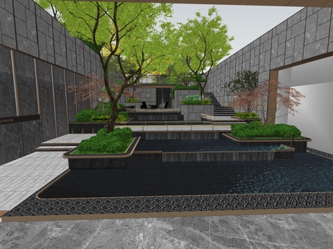 modern elevation difference landscape demonstration area