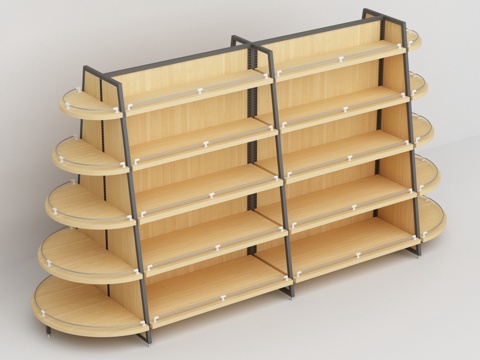 Supermarket convenience store steel wood structure trapezoidal 5-layer display shelf