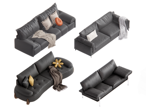 Modern Mid-century Style Double Sofa