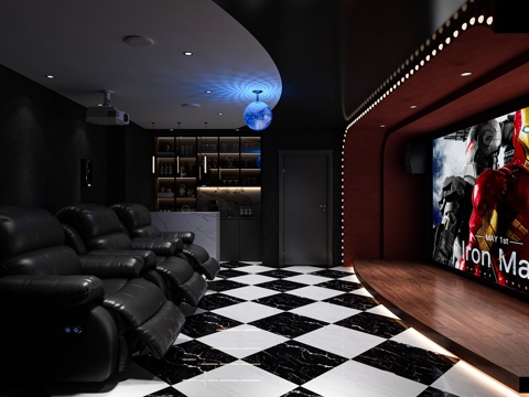 Modern Video Room Electric Sofa Cinema Sofa Wine Cabinet