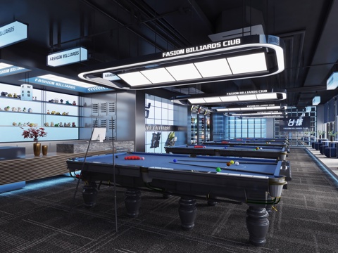 Modern Technology Style Billiards Hall Billiards Club Style Billiards Room Industrial Loft Billiards