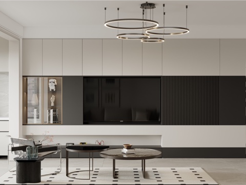 Modern Living&Dining Room Black and White Grey Guest DiningRoom