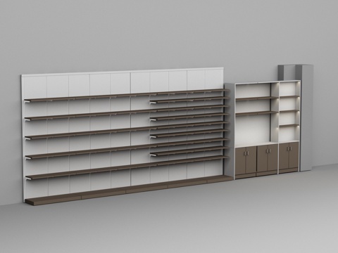 Supermarket convenience store wall shelves