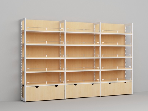 Supermarket convenience store steel wood structure outer four-post wood laminate wall shelf