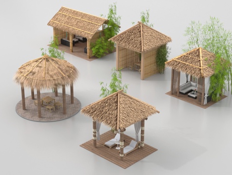 New Chinese pavilion gazebo thatched cottage thatched pavilion thatched shed