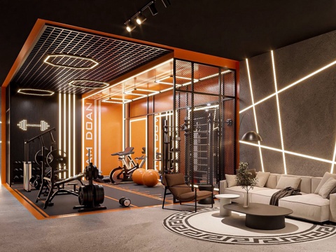 Modern Gym Fitness Equipment Luminous Line Wall Grille Ceiling Indoor Golf Practice