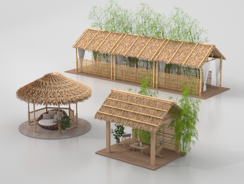 New Chinese pavilion gazebo thatched cottage thatched pavilion thatched shed