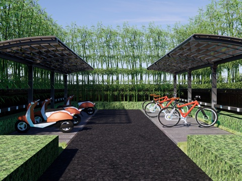 New Chinese-style Non-motor Vehicle Parking Lot Car Shed Canopy Bicycle Shed Electric Car Shed Charging Pile