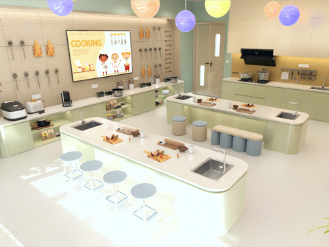 Modern school student kitchen food education handicraft workshop